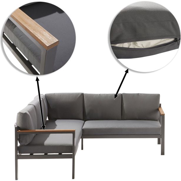 KOTNA GARNITURA ORIS II 5P ALU/EUC+KAVNA MIZICA D.GR/D.GR BLAZINA