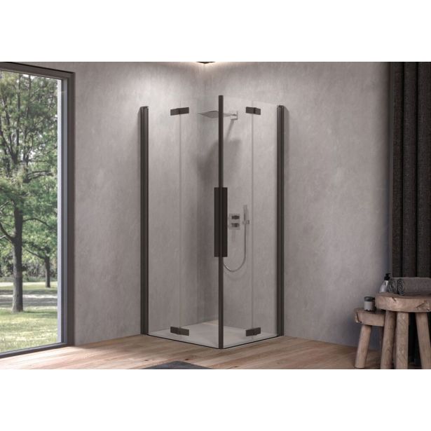 KOTNA KABINA ZA PRHANJE KOLPA SAN Q 100 B/1 POLARIS FOLD ČRNI PROF. PROZ. STEK.