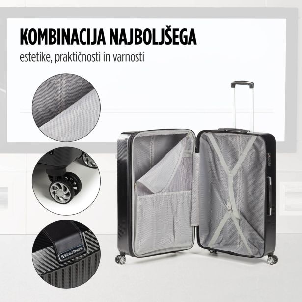 KOVČEK SCANDINAVIA CARBON SERIES 90L ČRN