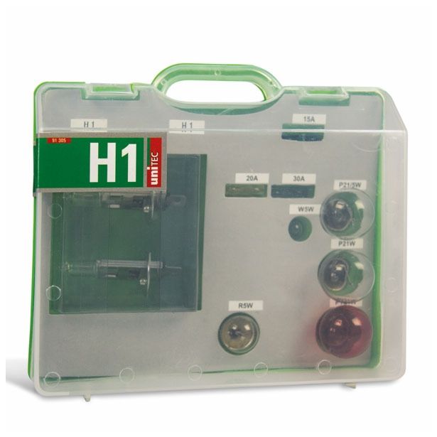AVTOMOBILSKA ŽARNICA UNITEC KOVČEK Z REZERVNIMI ŽARNICAMI H1