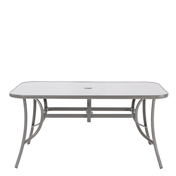 KOVINSKA MIZA ALMA 150X90 JEKLO/STEKLO TEMNO SIVA