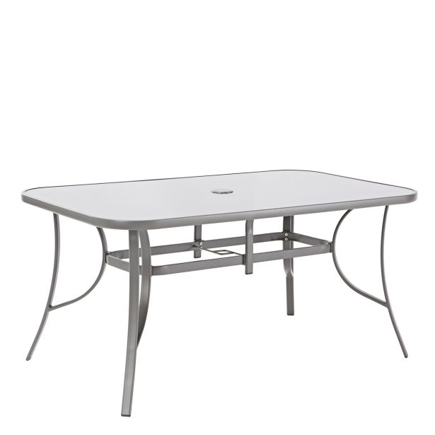 KOVINSKA MIZA ALMA 150X90 JEKLO/STEKLO TEMNO SIVA