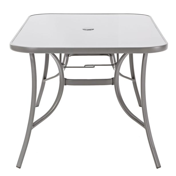 KOVINSKA MIZA ALMA 150X90 JEKLO/STEKLO TEMNO SIVA