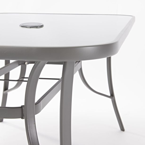 KOVINSKA MIZA ALMA 150X90 JEKLO/STEKLO TEMNO SIVA