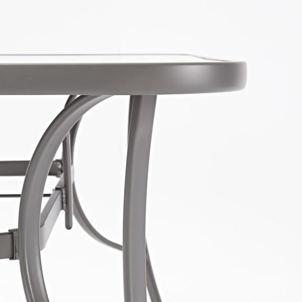 KOVINSKA MIZA ALMA 150X90 JEKLO/STEKLO TEMNO SIVA