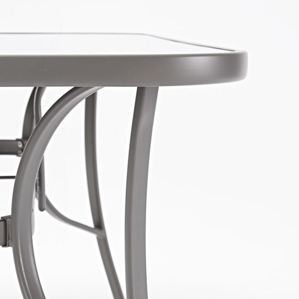 KOVINSKA MIZA ALMA 150X90 JEKLO/STEKLO TEMNO SIVA