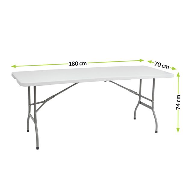 KOVINSKA MIZA MIRPOL VIVID 180X70 CM, BELA