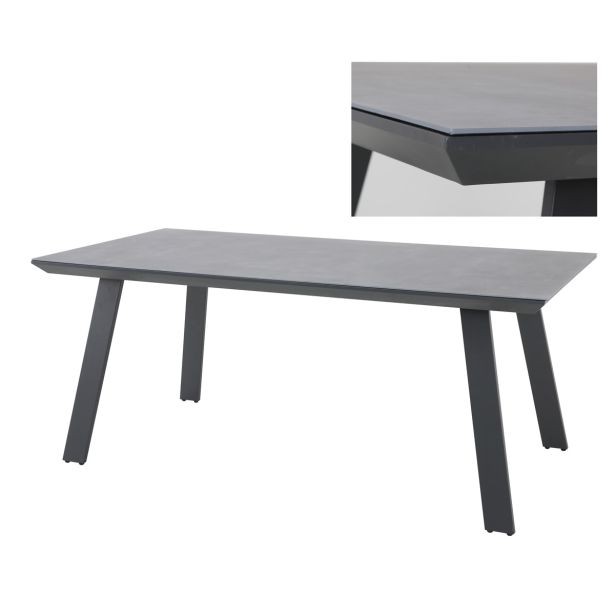 KOVINSKA MIZA MQ SUSAN, TEMNO SIVA 200X100X75 CM