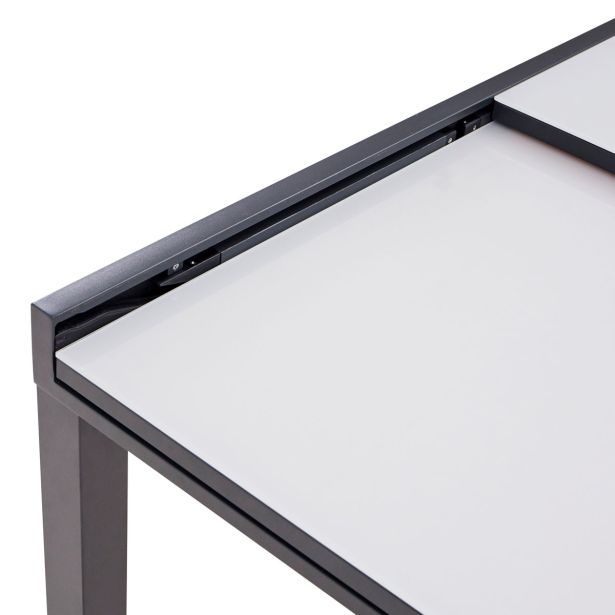 KOVINSKA MIZA NATERIAL LYRA II 4/10P ALU STEKLO 135/270X90 TEMNO SIVA