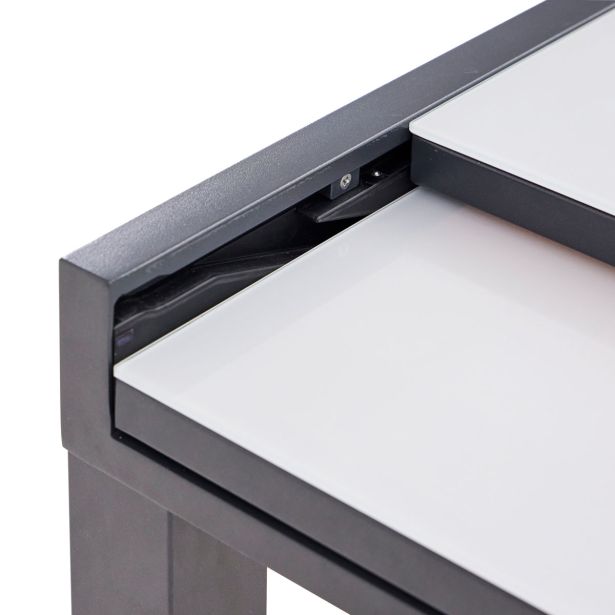 KOVINSKA MIZA NATERIAL LYRA II 4/10P ALU STEKLO 135/270X90 TEMNO SIVA