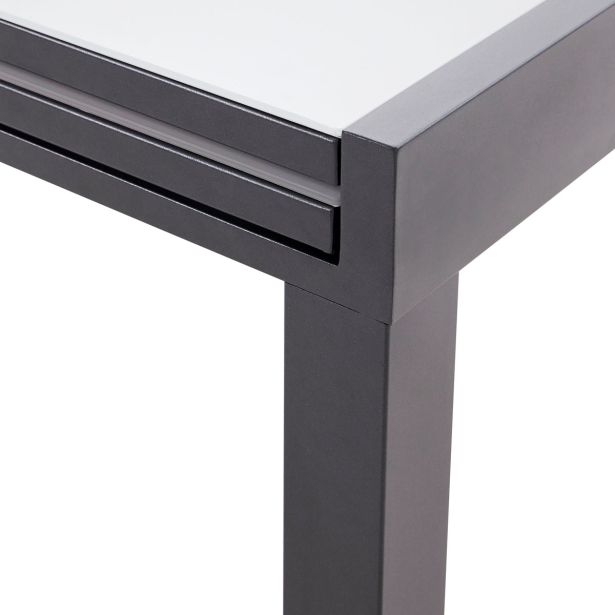 KOVINSKA MIZA NATERIAL LYRA II 4/10P ALU STEKLO 135/270X90 TEMNO SIVA