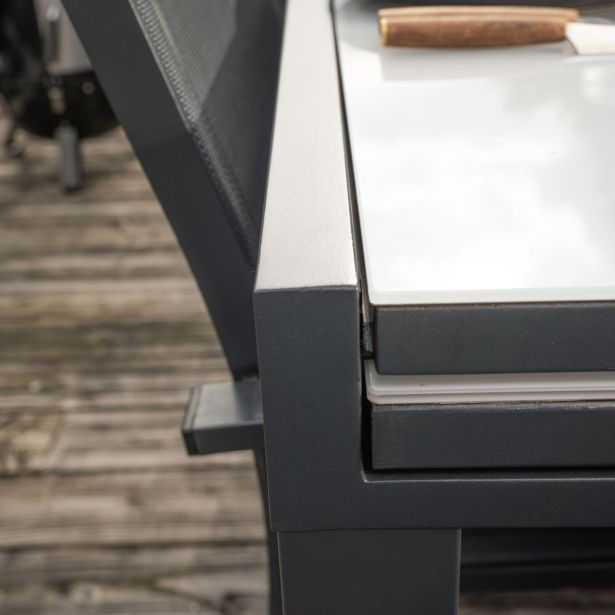 KOVINSKA MIZA NATERIAL LYRA II 4/10P ALU STEKLO 135/270X90 TEMNO SIVA