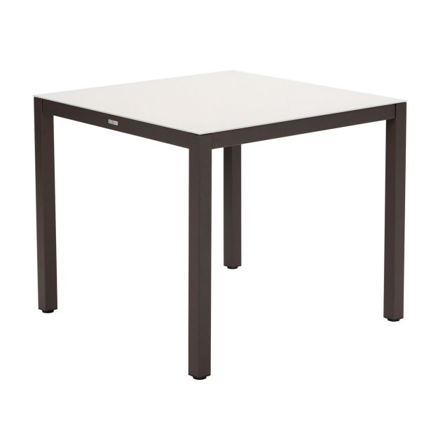 KOVINSKA MIZA NATERIAL LYRA T. BEŽ 90X90 ALU STEKLO