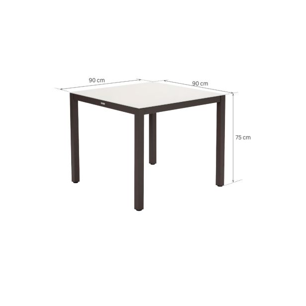 KOVINSKA MIZA NATERIAL LYRA T. BEŽ 90X90 ALU STEKLO