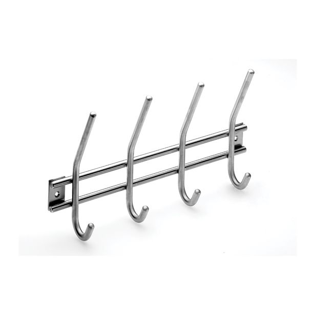 KOVINSKI GARDEROBNI OBEŠALNIK HETTICH DIY, 300X165X55 MM, 4 KLJUKE, NERJAVNA MAT