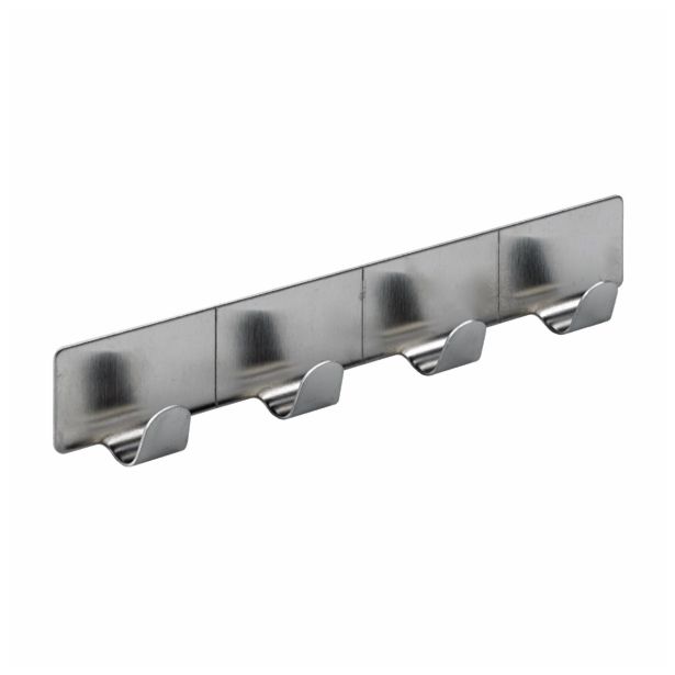 KOVINSKI OBEŠALNIK 4 KLJUKE HETTICH DIY SAMOLEPILNI, 160X28X20 MM, IZGLED INOX