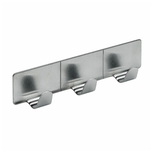 KOVINSKI OBEŠALNIK 3 KLJUKIE HETTICH DIY SAMOLEPILNI, 120X28X20 MM, IZGLED INOX