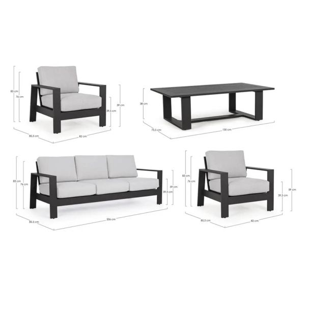 KOVINSKA VRTNA GARNITURA BIZZOTTO HOMEMOTION BALTIC, ANTRACIT SET 4