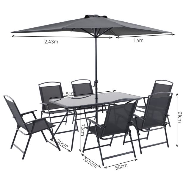 KOVINSKA VRTNA GARNITURA DOMA 150X80 JEKLO TEMNO SIV