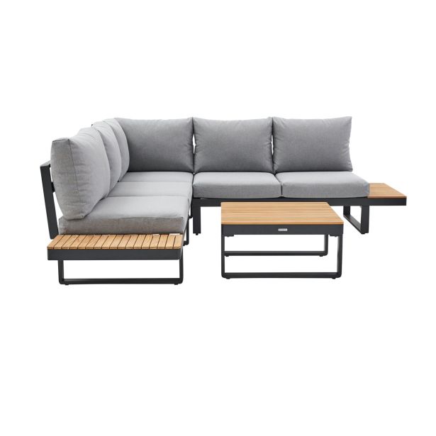 KOVINSKA VRTNA GARNITURA NATERIAL PERSEA 5P KOTNA ALU TIKOVINA, TEMNO SIVA