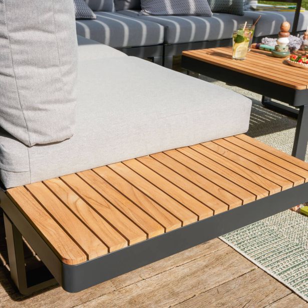 KOVINSKA VRTNA GARNITURA NATERIAL PERSEA 5P KOTNA ALU TIKOVINA, TEMNO SIVA