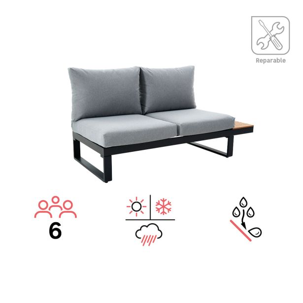 KOVINSKA VRTNA GARNITURA NATERIAL PERSEA 5P KOTNA ALU TIKOVINA, TEMNO SIVA