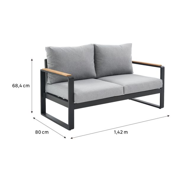 KOVINSKA VRTNA GARNITURA NATERIAL PERSEA DVOSED ALU TIKOVINA, TEMNO SIV