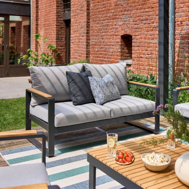 KOVINSKA VRTNA GARNITURA NATERIAL PERSEA DVOSED ALU TIKOVINA, TEMNO SIV