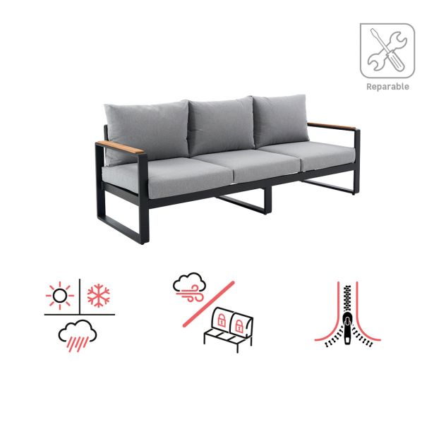 KOVINSKA VRTNA GARNITURA NATERIAL PERSEA TROSED ALU TIKOVINA, TEMNO SIV