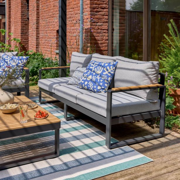 KOVINSKA VRTNA GARNITURA NATERIAL PERSEA TROSED ALU TIKOVINA, TEMNO SIV