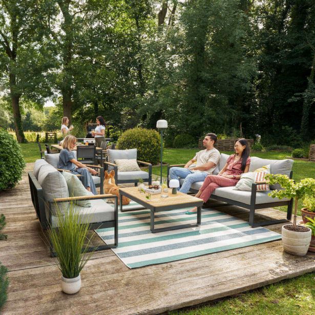 KOVINSKA VRTNA GARNITURA NATERIAL PERSEA TROSED ALU TIKOVINA, TEMNO SIV