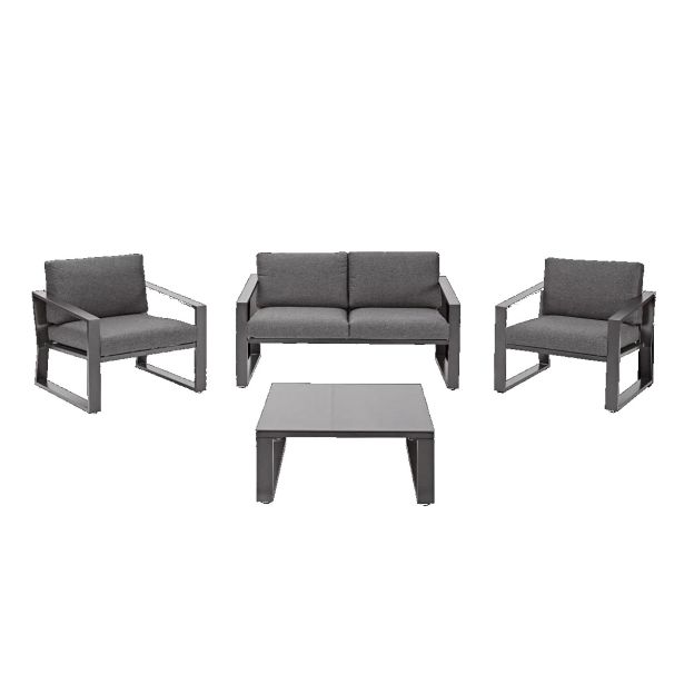 KOVINSKA VRTNA GARNITURA NATERIAL SET LYRA + MIZICA SIVA ALU