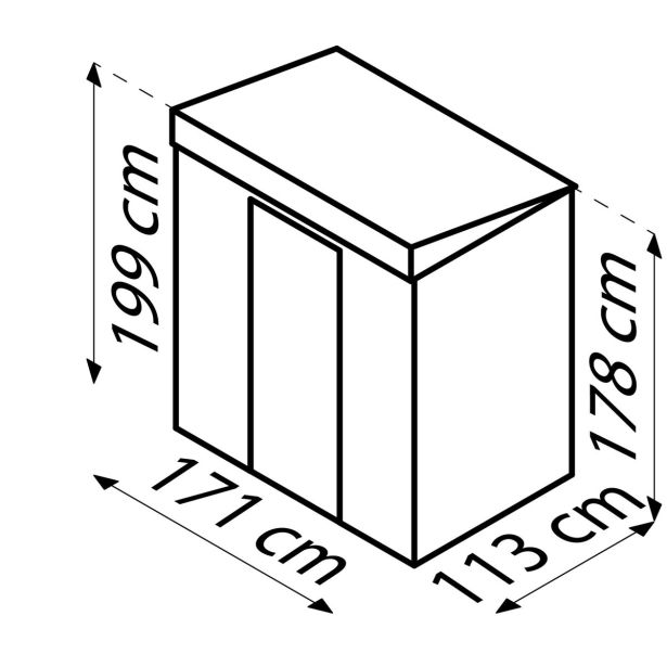 KOVINSKA VRTNA HIŠKA GLOBEL SKILLION 64 SREBRNA Š172 X G113 X V199 CM