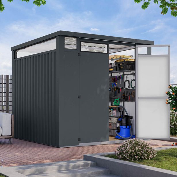 KOVINSKA VRTNA HIŠKA KARIBU OSTEN 2 ANTRACIT 220X160X215