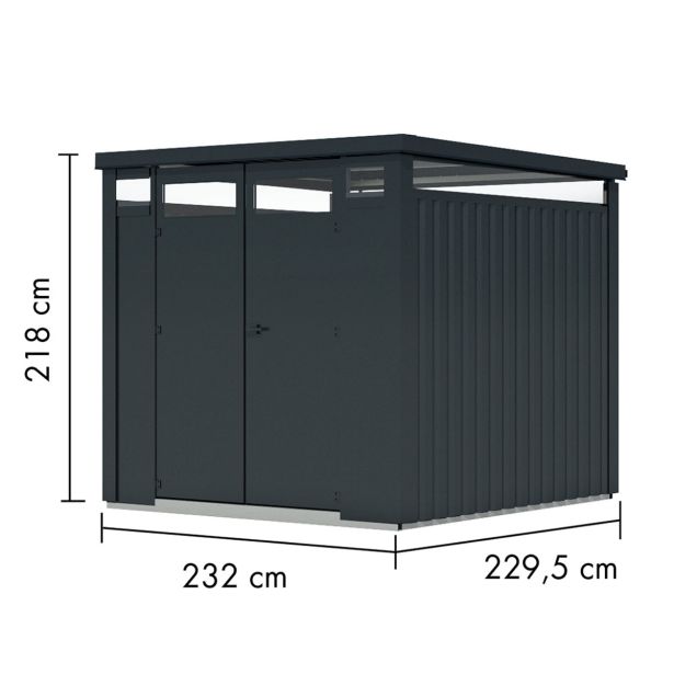KOVINSKA VRTNA HIŠKA KARIBU OSTEN 2 ANTRACIT 220X160X215