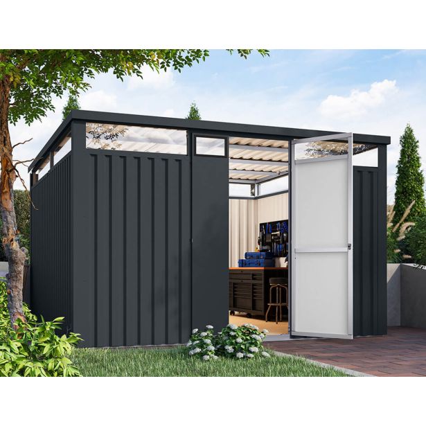 KOVINSKA VRTNA HIŠKA KARIBU OSTEN 3.5 ANTRACIT 330X220X215