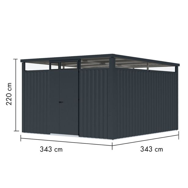 KOVINSKA VRTNA HIŠKA KARIBU OSTEN 3.5 ANTRACIT 330X220X215