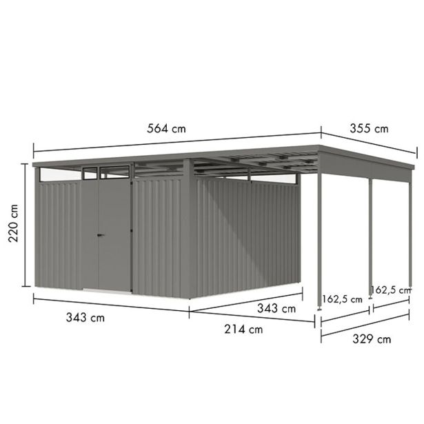 KOVINSKA VRTNA HIŠKA KARIBU OSTEN 3.5 SIV ALUMINIJ 330X330X215