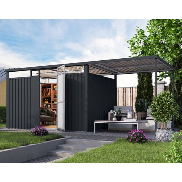 KOVINSKA VRTNA HIŠKA KARIBU OSTEN 3 ANTRACIT 330X220X215