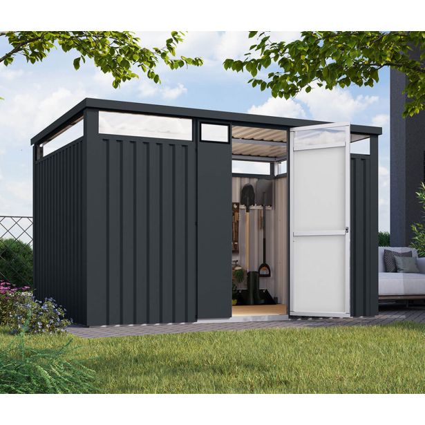 KOVINSKA VRTNA HIŠKA KARIBU OSTEN 3 ANTRAZIT 330X220X215