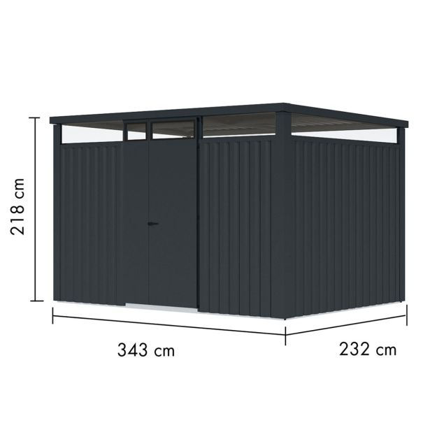 KOVINSKA VRTNA HIŠKA KARIBU OSTEN 3 ANTRAZIT 330X220X215