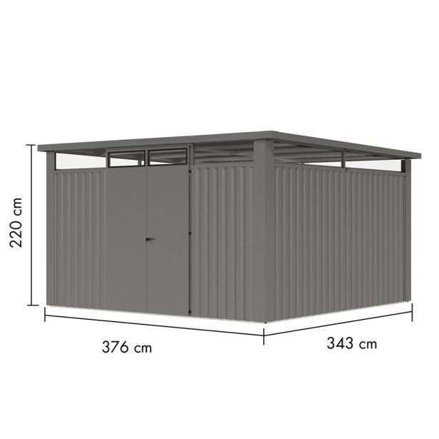 KOVINSKA VRTNA HIŠKA KARIBU OSTEN 4 SIV ALUMINIJ 370X330X215