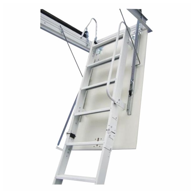 KOVINSKE PODSTREŠNE STOPNICE LOŽ METALPRES ELEGANT 70X130/270 CM BELE S KOVINSKIM OKVIRJEM