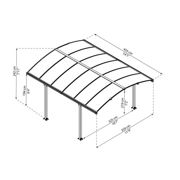 NADSTREŠEK ZA  AVTO PALRAM ARCADIA 4300