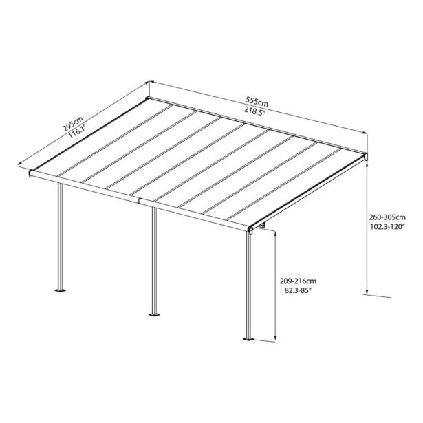 NADSTREŠEK ZA TERASO PALRAM SIERRA, SIVA/TRANSPARENT 3X5,46M