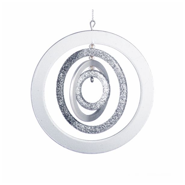 OKRASEK ZA JELKO GLOSSTYLE KOVINSKI SREBRNI 9 CM VIŠ. ZVEZDA/JELKA/KROGLA