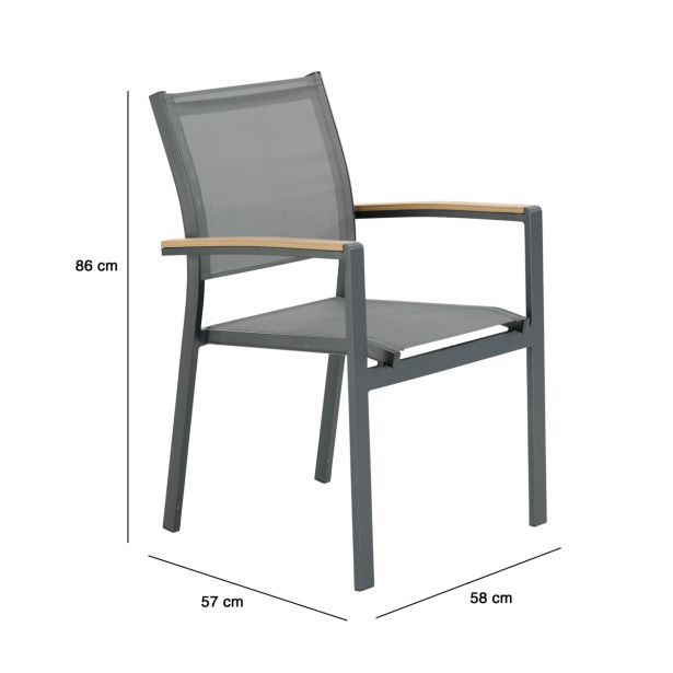KOVINSKI STOL NATERIAL JEDILNI CLARA TEMNO SIV ALU