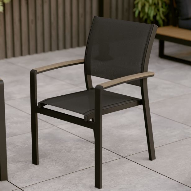 KOVINSKI STOL NATERIAL JEDILNI CLARA TEMNO SIV ALU