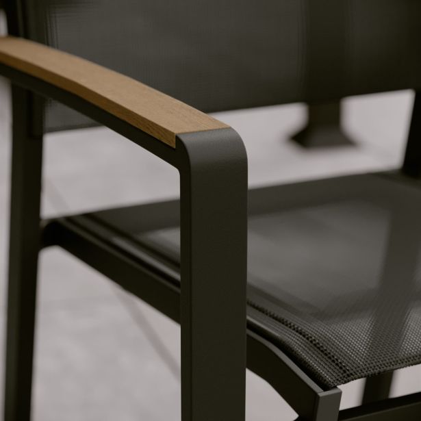 KOVINSKI STOL NATERIAL JEDILNI CLARA TEMNO SIV ALU