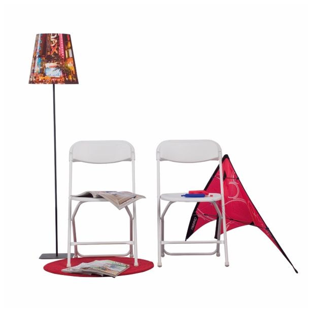 KOVINSKI STOL NEWSTORM ELLIOT ZLOŽLJIV, BEL